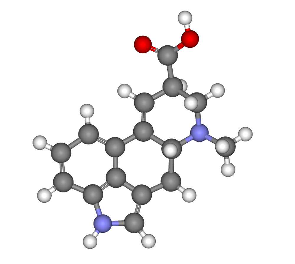 Lysergic acid molecule (C16 H16 N2 O2)